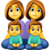 👩‍👩‍👦‍👦 family: woman, woman, boy, boy display on Facebook